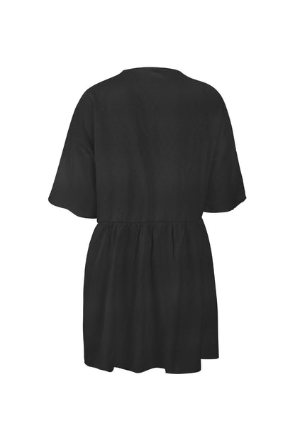 Creamtopmall V Neck Pockets Loose Dress