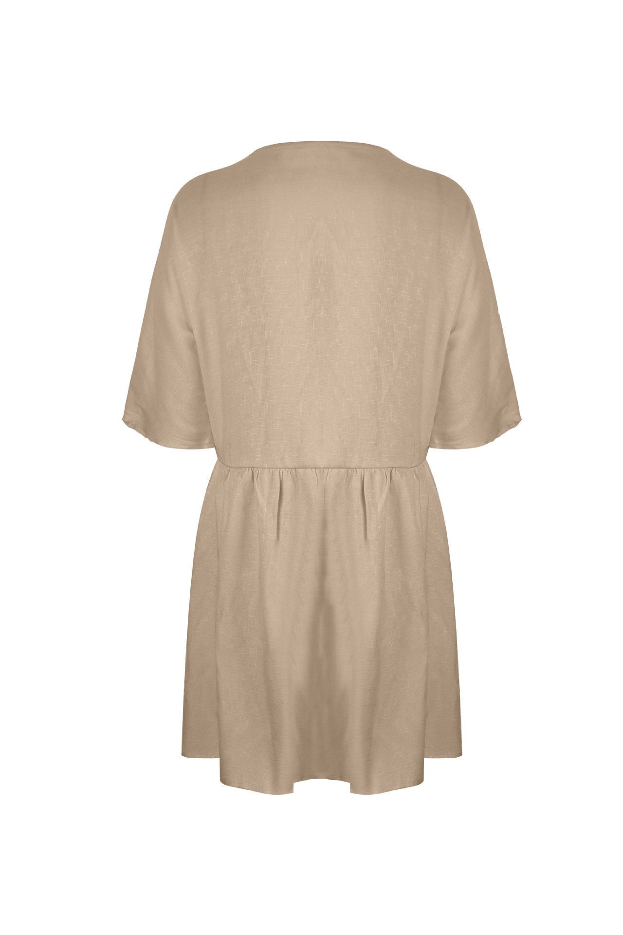 Creamtopmall V Neck Pockets Loose Dress