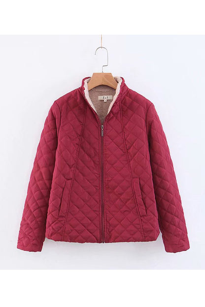 Creamtopmall Velvet Stand Collar Parkas Jacket