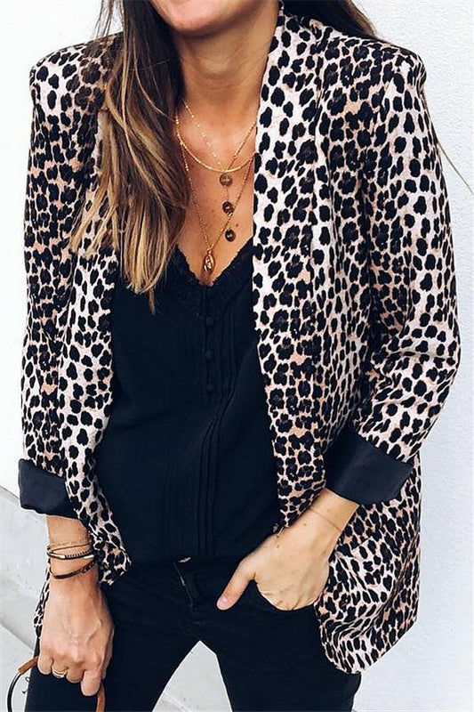 Creamtopmall Virgin Forest Animal Pattern Cardigan - Leopard