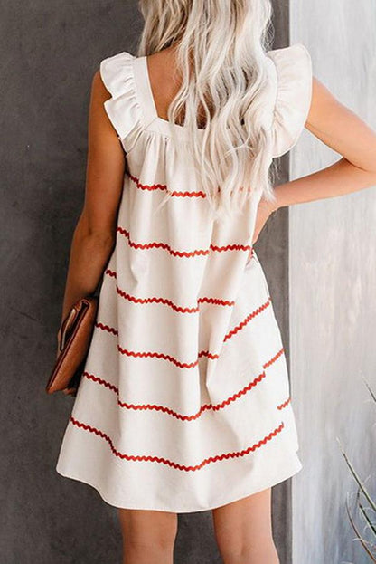 Creamtopmall Chiffon V-collar Short Sleeve Dress