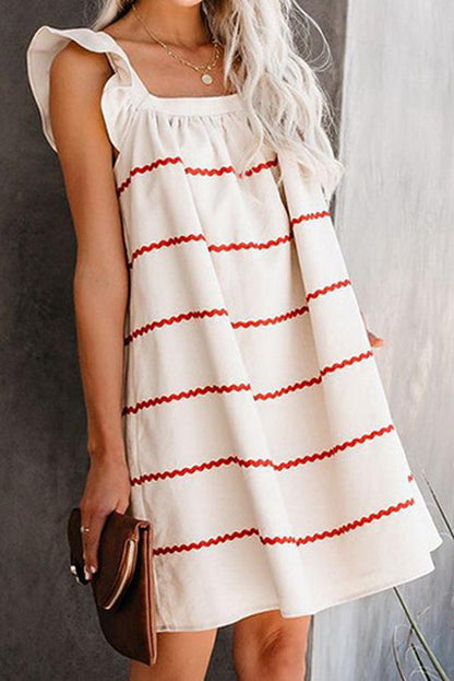 Creamtopmall Wave Striped Sleeveless Cute Dress