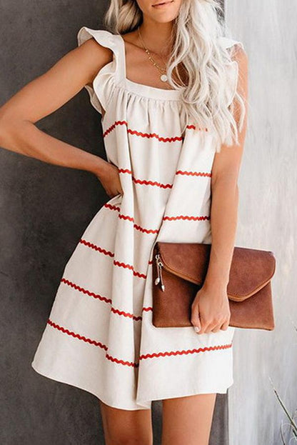 Creamtopmall Wave Striped Sleeveless Cute Dress