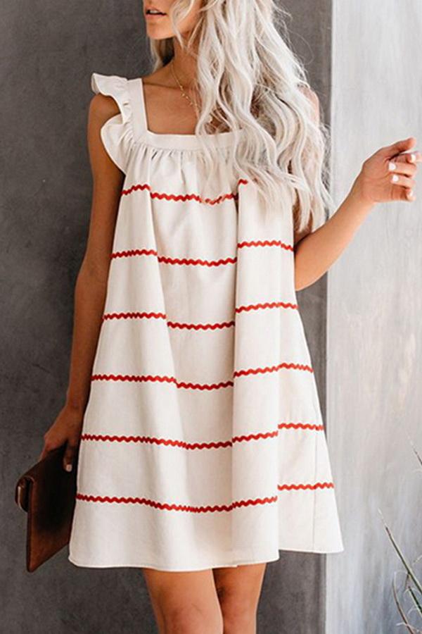 Creamtopmall Chiffon V-collar Short Sleeve Dress