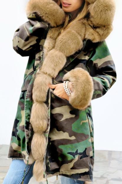 Creamtopmall Winter Camouflage Hooded Thicken Coat